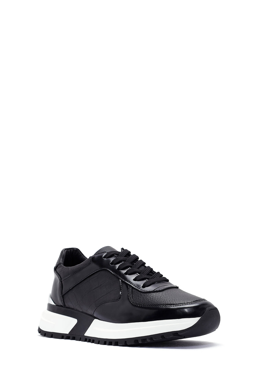 Men's Black Lace-up Leather Sneaker