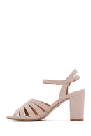 Women's Beige Thick Heeled Sandals | Derimod