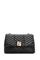 Women's Black Long Strap Quilted Patterned Shoulder Bag | Derimod