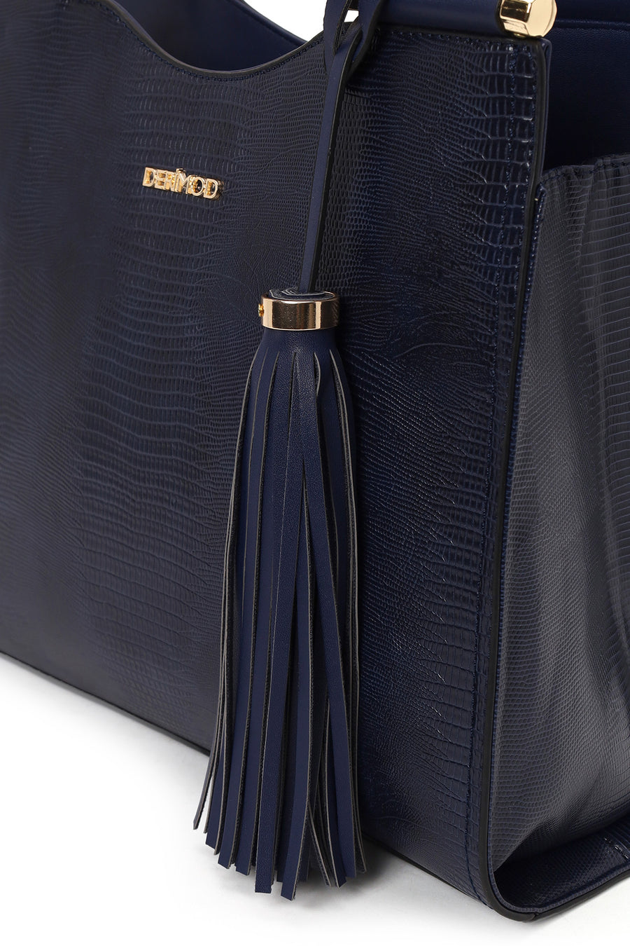 Woman Navy Long-Strap Printed Classic Shoulder Bag