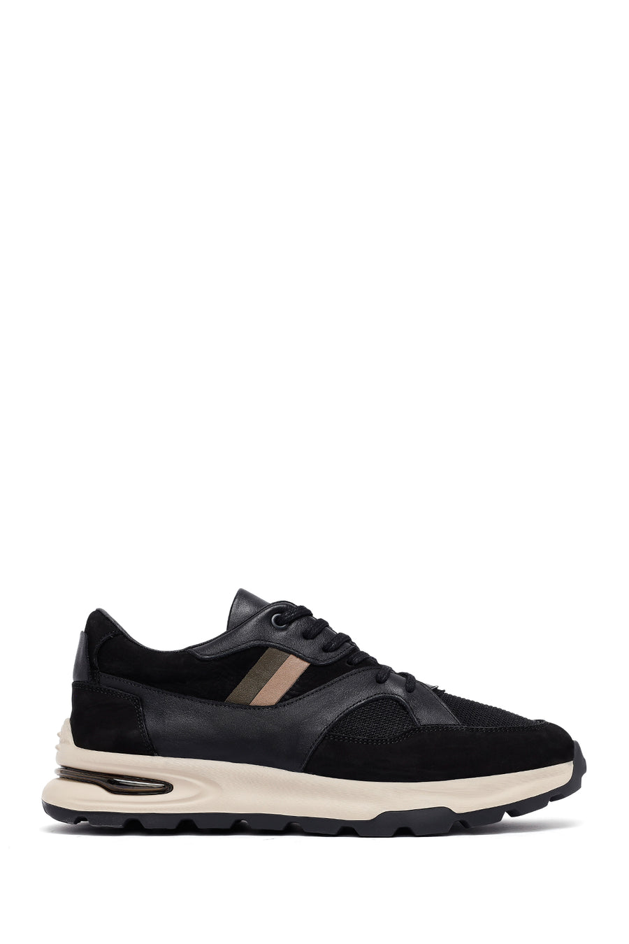 Men's Black Lace-Up Thick Sole Leather Sneakers 25WFD660414 | Derimod