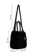 Women's Black Long Strap Plush Handbag | Derimod