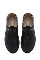 Women's Black Lace-Up Leather Sneaker | Derimod