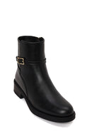 Woman Black Zip Closure Buckled Boots | Derimod