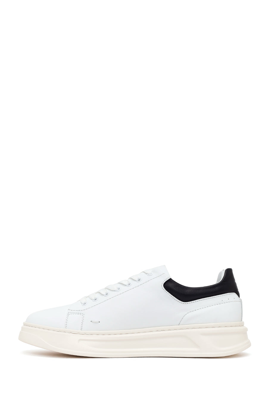 Male White Lace-Up Leather Sneaker