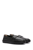 Women's Black Leather Comfort Loafer | Derimod