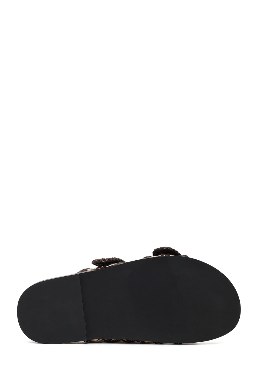Woman Brown Double Buckle Braided Slippers
