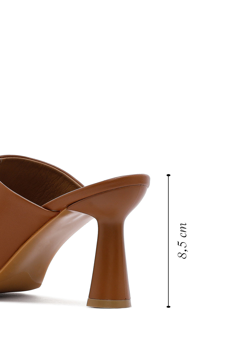 Women's Brown Heeled Leather Slippers