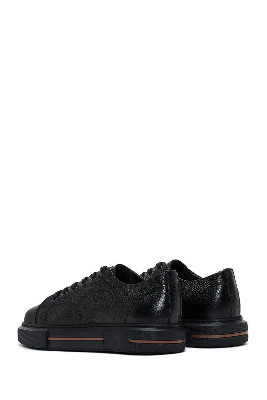 Men's Black Leather Thick Soled Sneaker