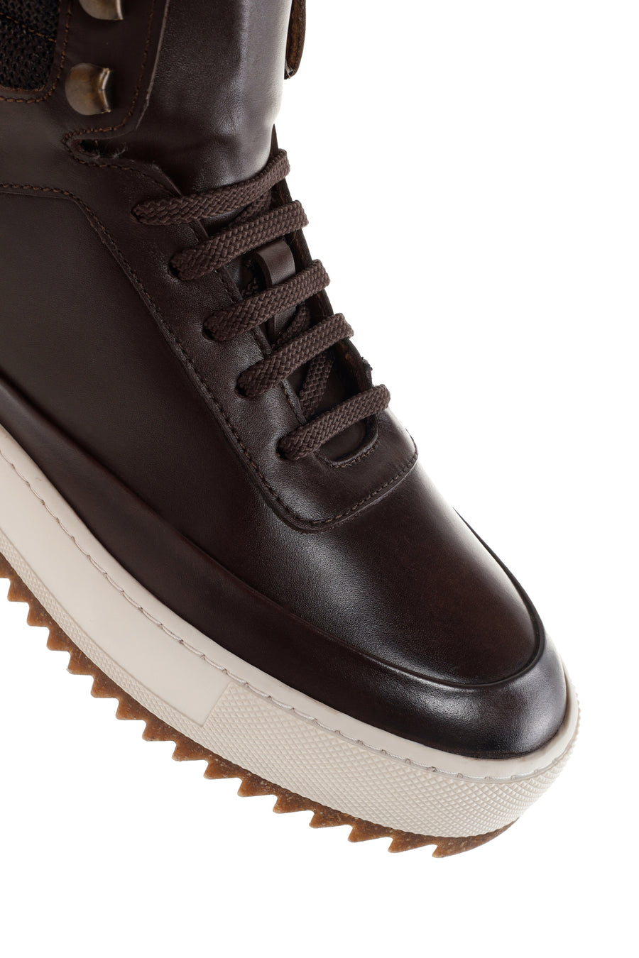 Men's Brown Thick-Sole Leather Sports Boots