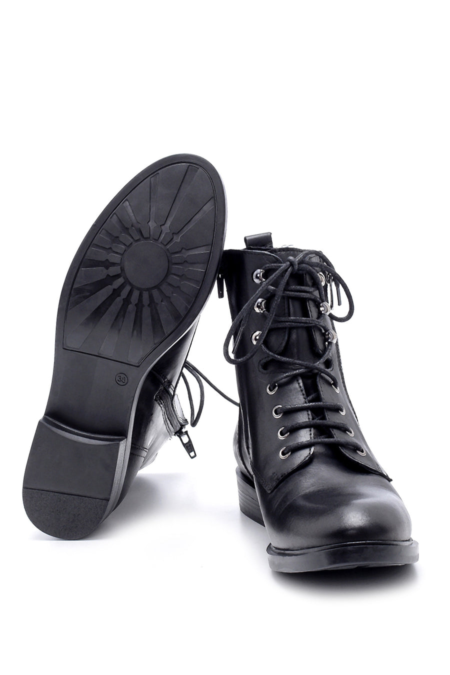 Kadın Deri Fermuar Detaylı Bot