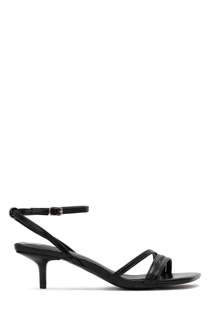 Women's Black Ankle Buckle Thin Low Heel Sandals 25SFE485918 | Derimod