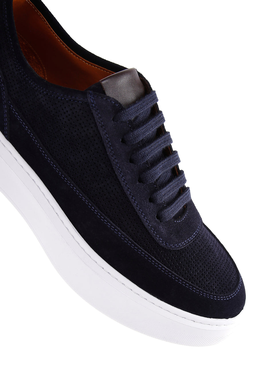 Male Navy Lace-up Suede Leather Sneaker