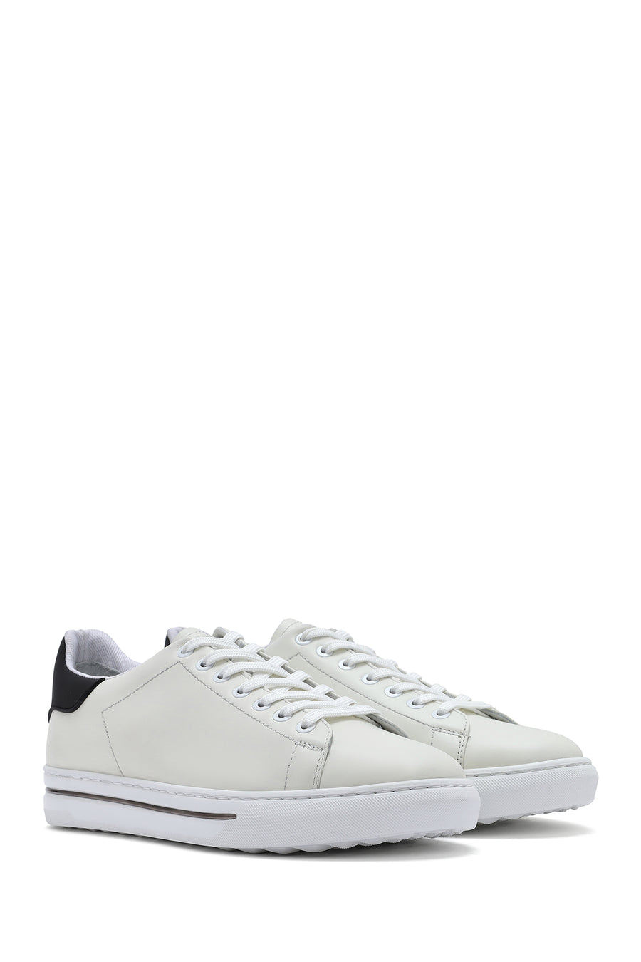 Men's White Lace-up Leather Sneaker