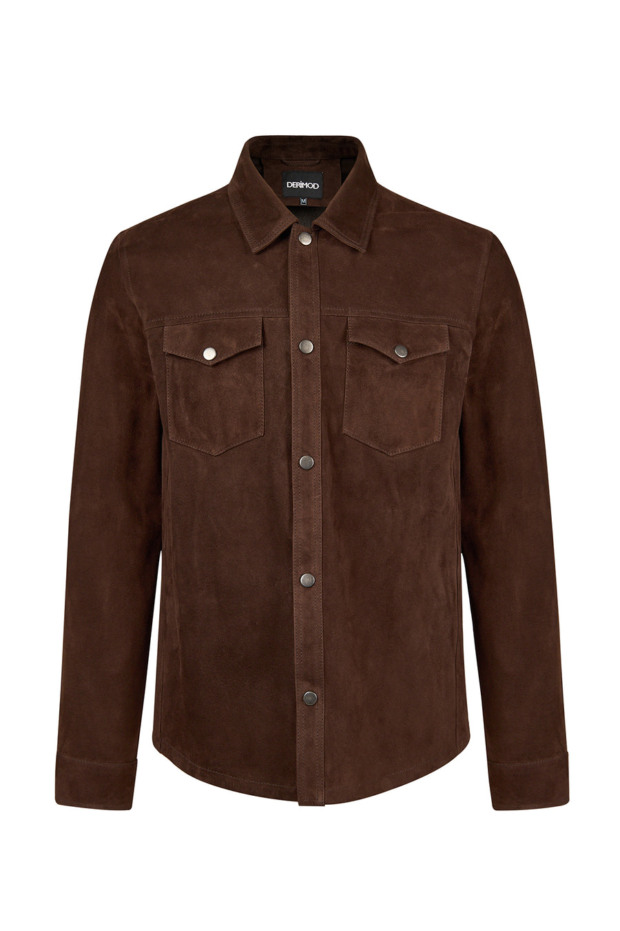 Martinez Male Brown Suede Leather Shirt Jacket