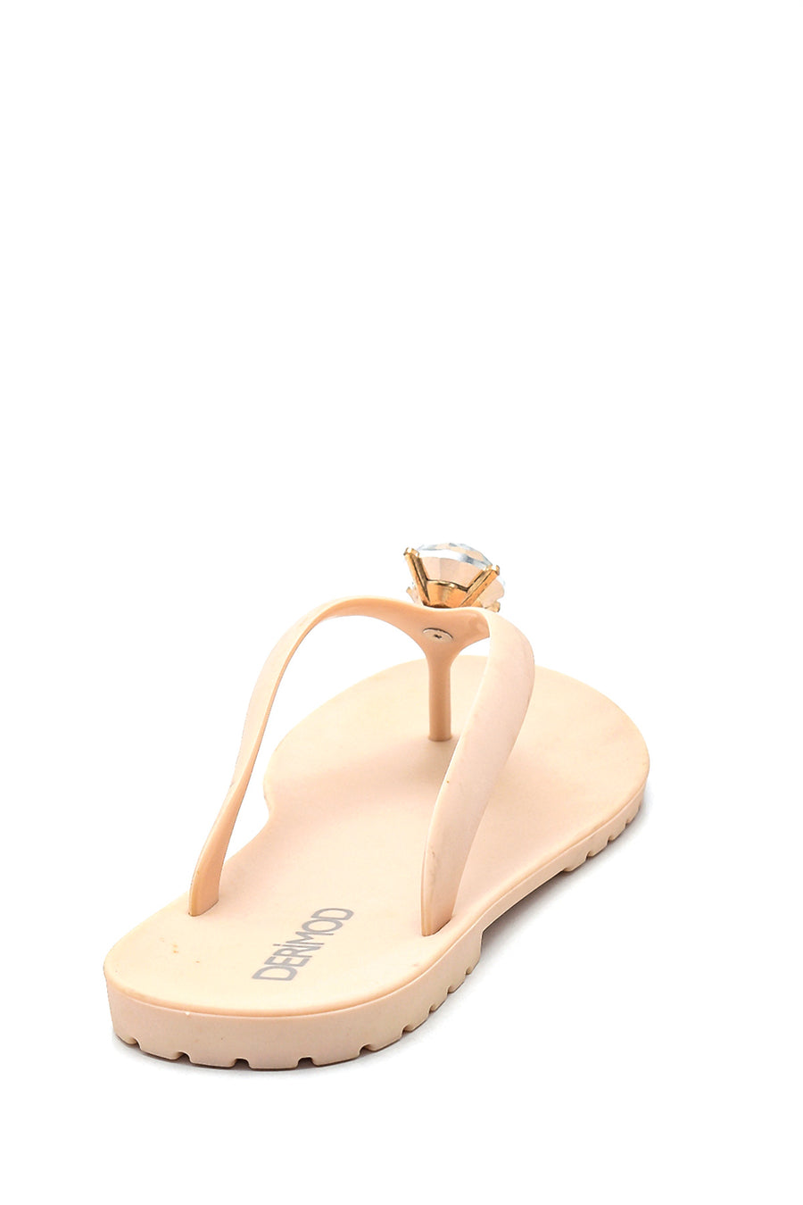 Women's Flip Flops with Stone Detail