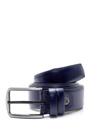 Men's Navy Blue Leather Belt | Derimod