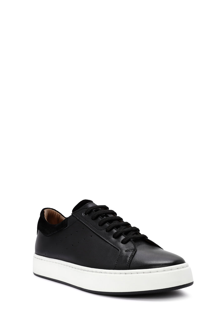 Men's Black Lace-up Leather Sneaker
