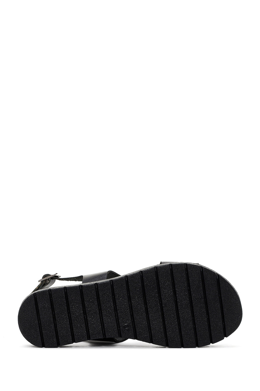Women's Black Ankle Strap Leather Sandals