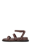 Women's Brown Ankle Strap Metal Detailed Suede Leather Sandals | Derimod