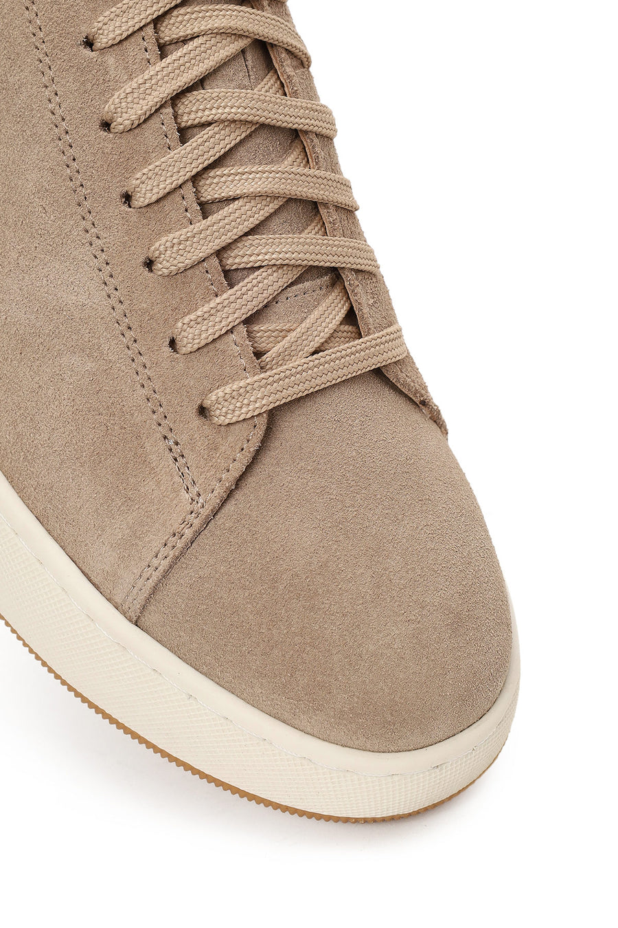 Male Beige Lace-Up Thick-Soled Suede Leather Sneaker