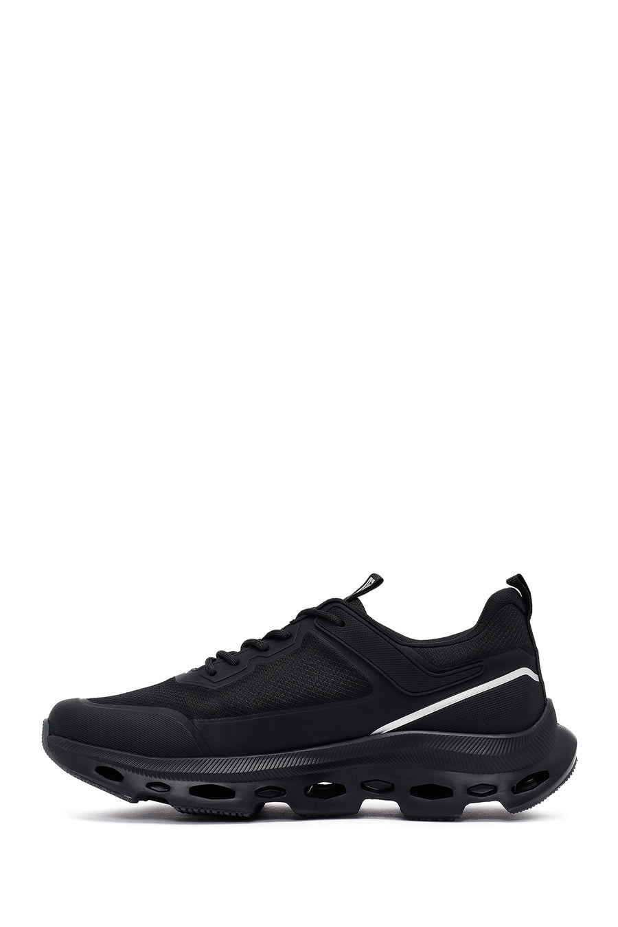 Erkek Siyah Bağcıklı Kalın Tabanlı Kumaş Sneaker