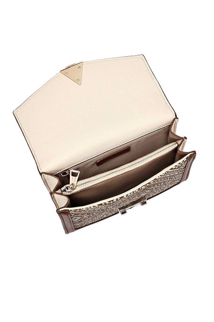 Women's Beige Long Strap Patterned Handbag