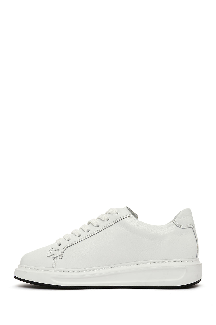 Men's White Lace-up Leather Sneaker