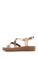 Women's Pink Ankle Strap Metallic Sandals | Derimod