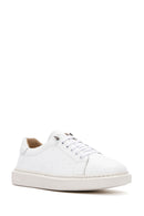 Women's White Lace-Up Leather Sneaker | Derimod