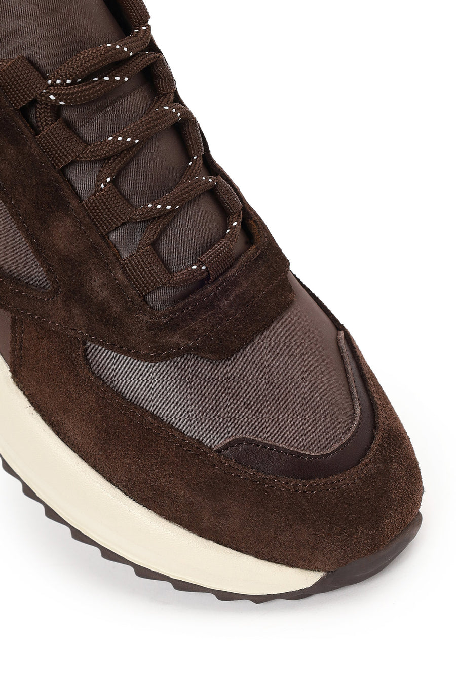 Kadın Kahverengi Bağcıklı Kalın Tabanlı Deri Sneaker