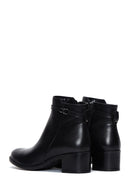 Women's Black Zippered Low Heel Leather Boots | Derimod