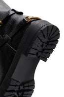 Women's Black Buckle Detailed Leather Boots | Derimod
