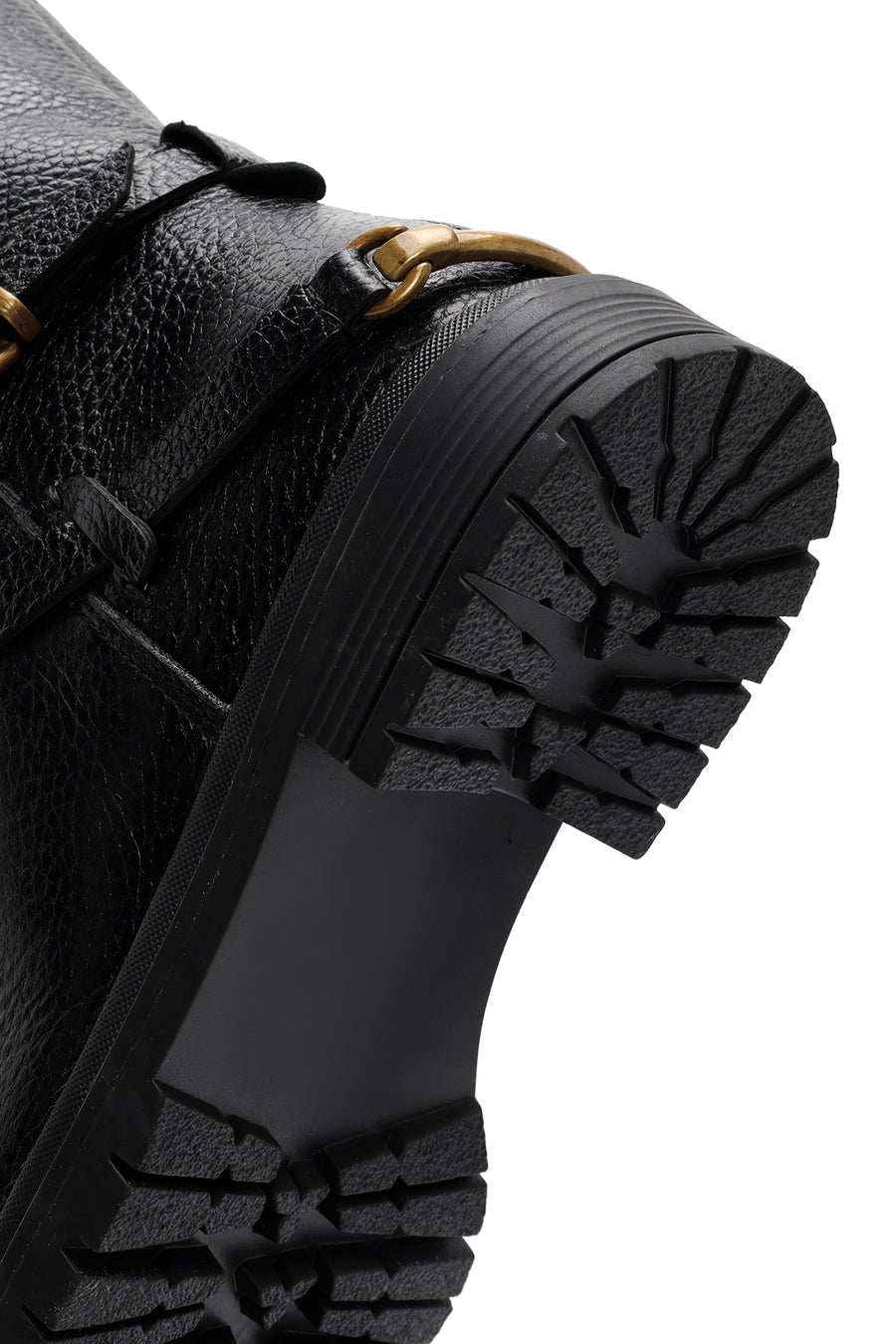 Women's Black Buckle Detailed Leather Boots