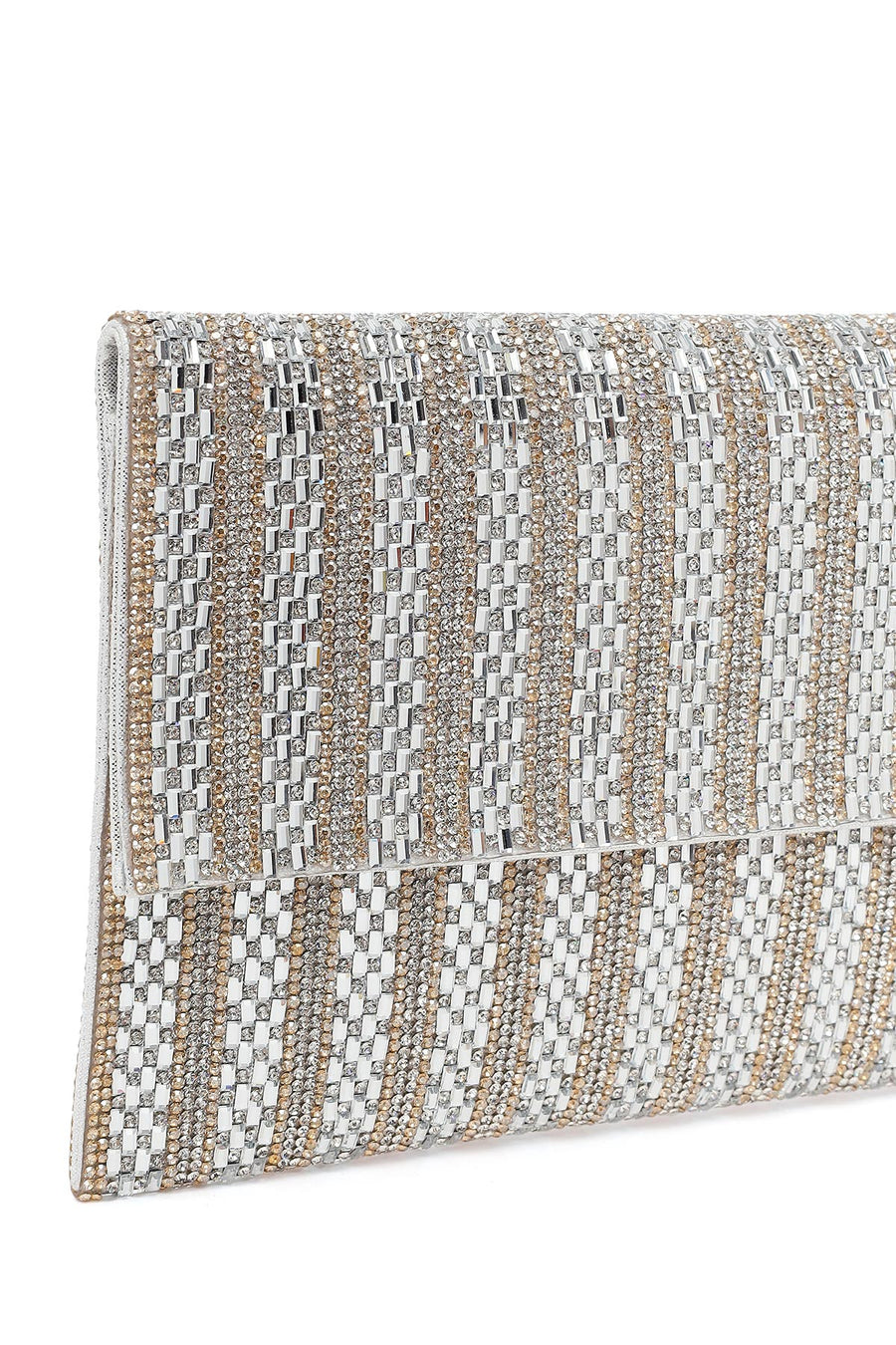 Woman Silver Chain-Strap Stone-Embellished Evening Bag