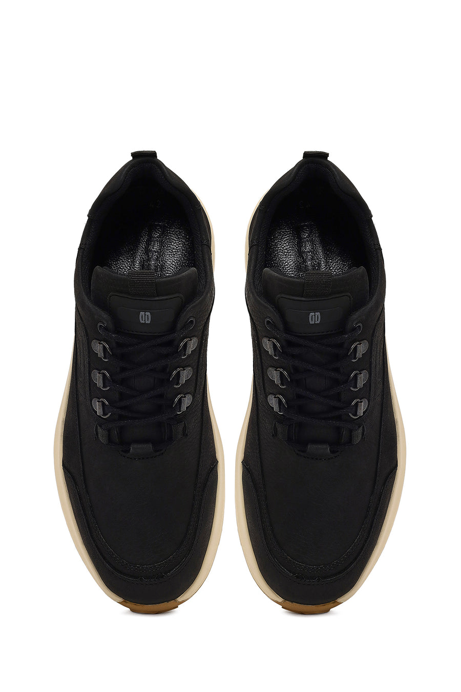 Erkek Siyah Bağcıklı Kalın Tabanlı Nubuk Deri Casual Sneaker
