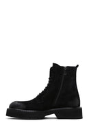 Men's Black Suede Leather Zippered Boots | Derimod