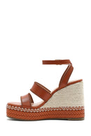 Kadın Taba Bilekten Tokalı Dolgu Topuklu Espadril Sandalet | Derimod