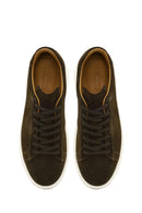 Male Khaki Lace-Up Thick-Soled Suede Leather Sneaker | Derimod