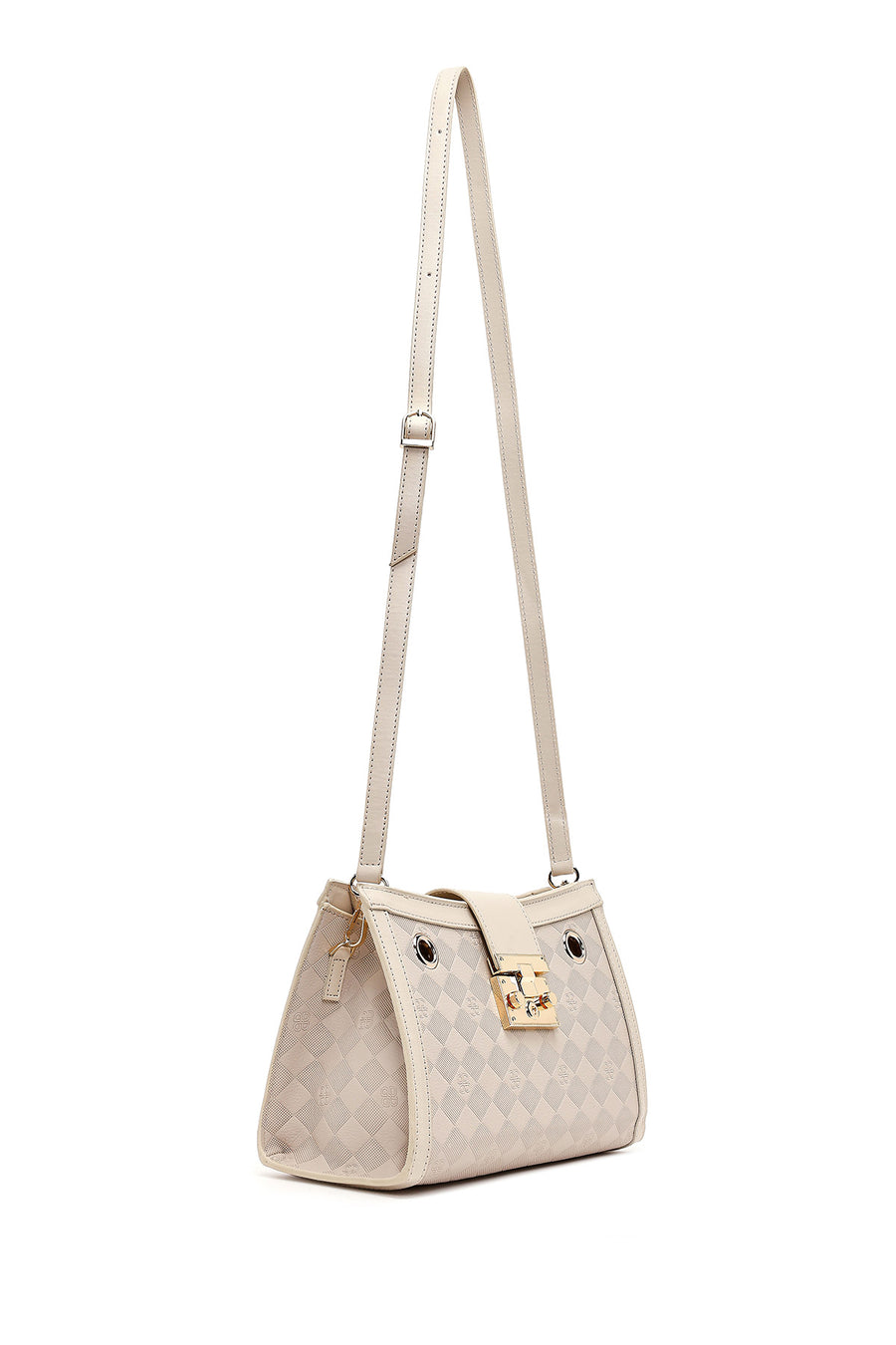 Women's Cream Long Strap Printed Shoulder Bag
