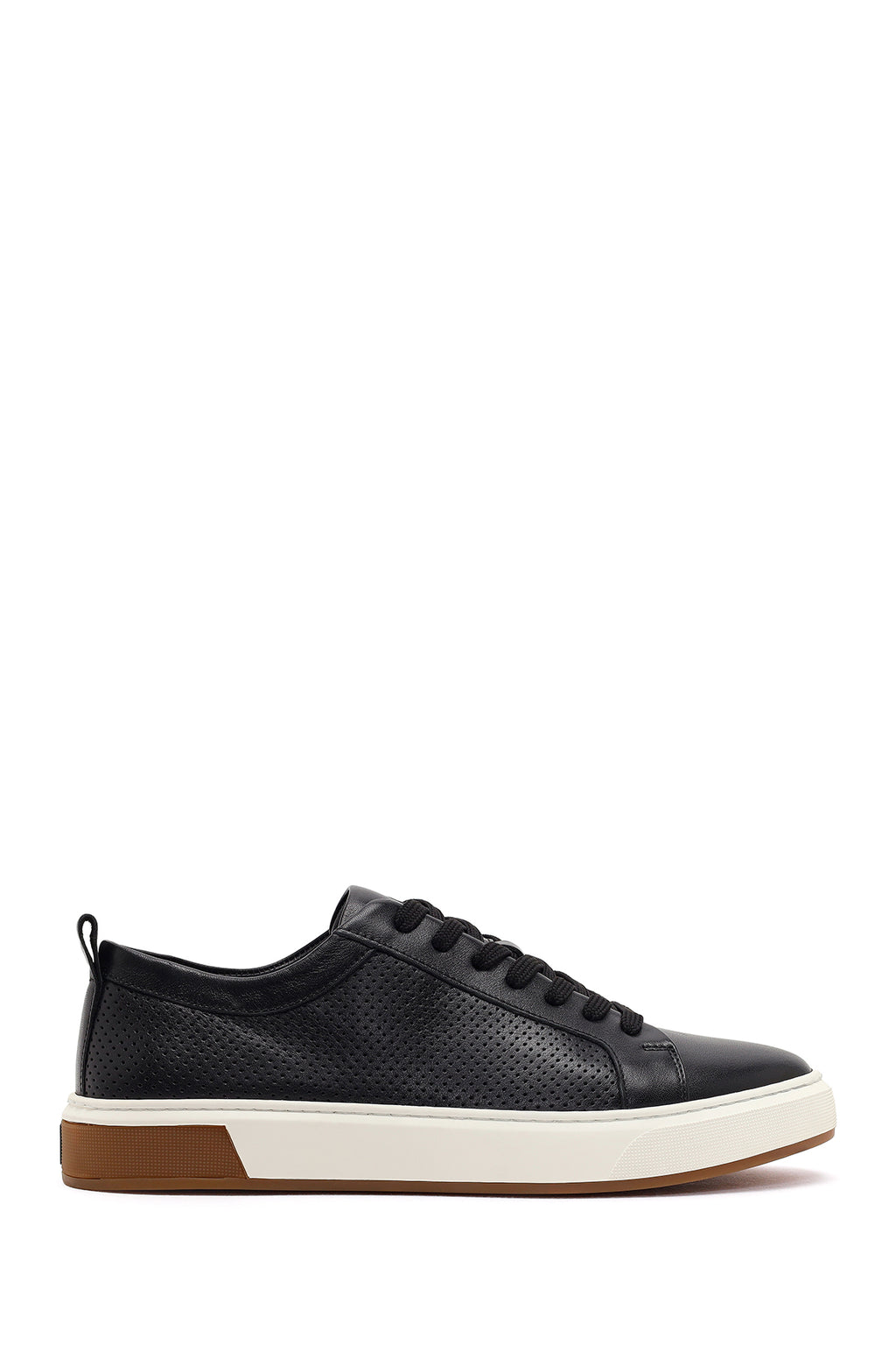 Erkek Siyah Bağcıklı Kalın Tabanlı Deri Sneaker