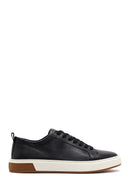 Erkek Siyah Bağcıklı Deri Sneaker | Derimod