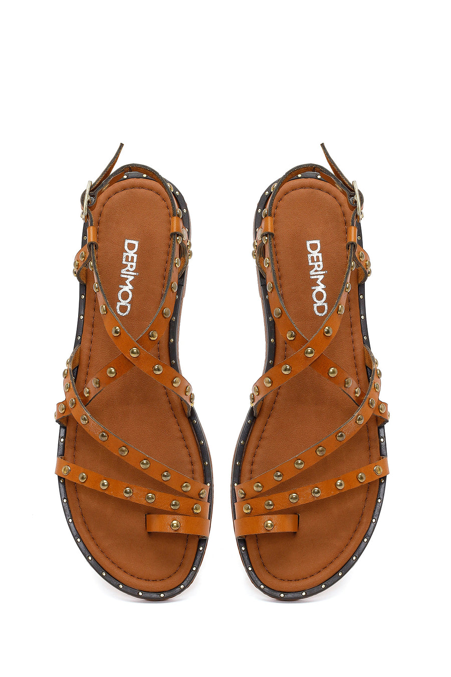 Women's Tan Buckled Leather Bodrum Sandals