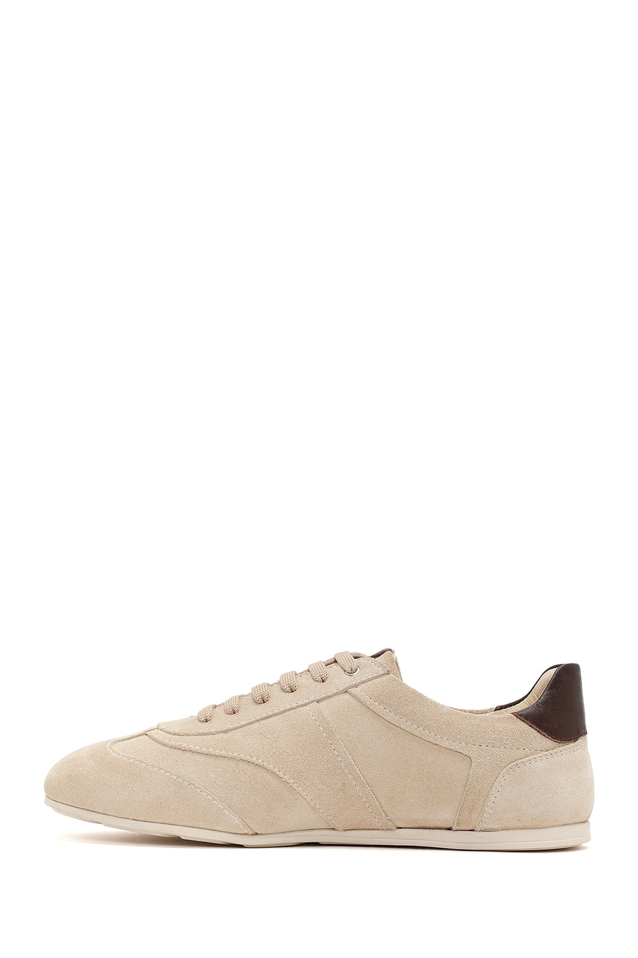 Kadın Bej Bağcıklı Süet Deri Sneaker