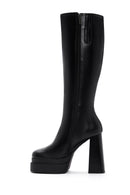 Women's Black Leather Platform High Heel Boots | Derimod