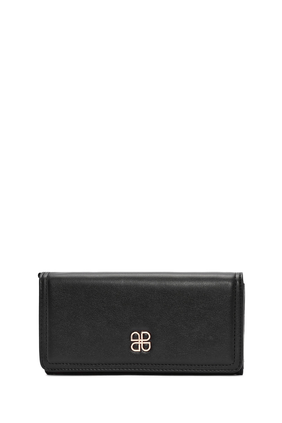 Women's Black Wallet with Strap Detail