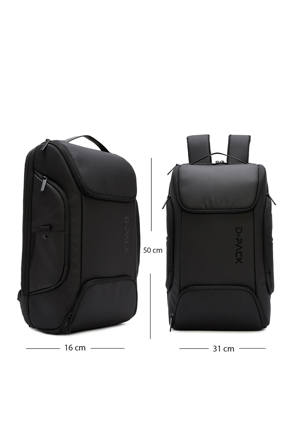 D-Pack Unisex Siyah Teknolojik Kumaş Sırt Çantası