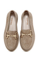 Women's Beige Suede Leather Buckle Loafer | Derimod