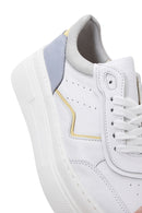 Women's White Leather Thick Soled Sneaker | Derimod