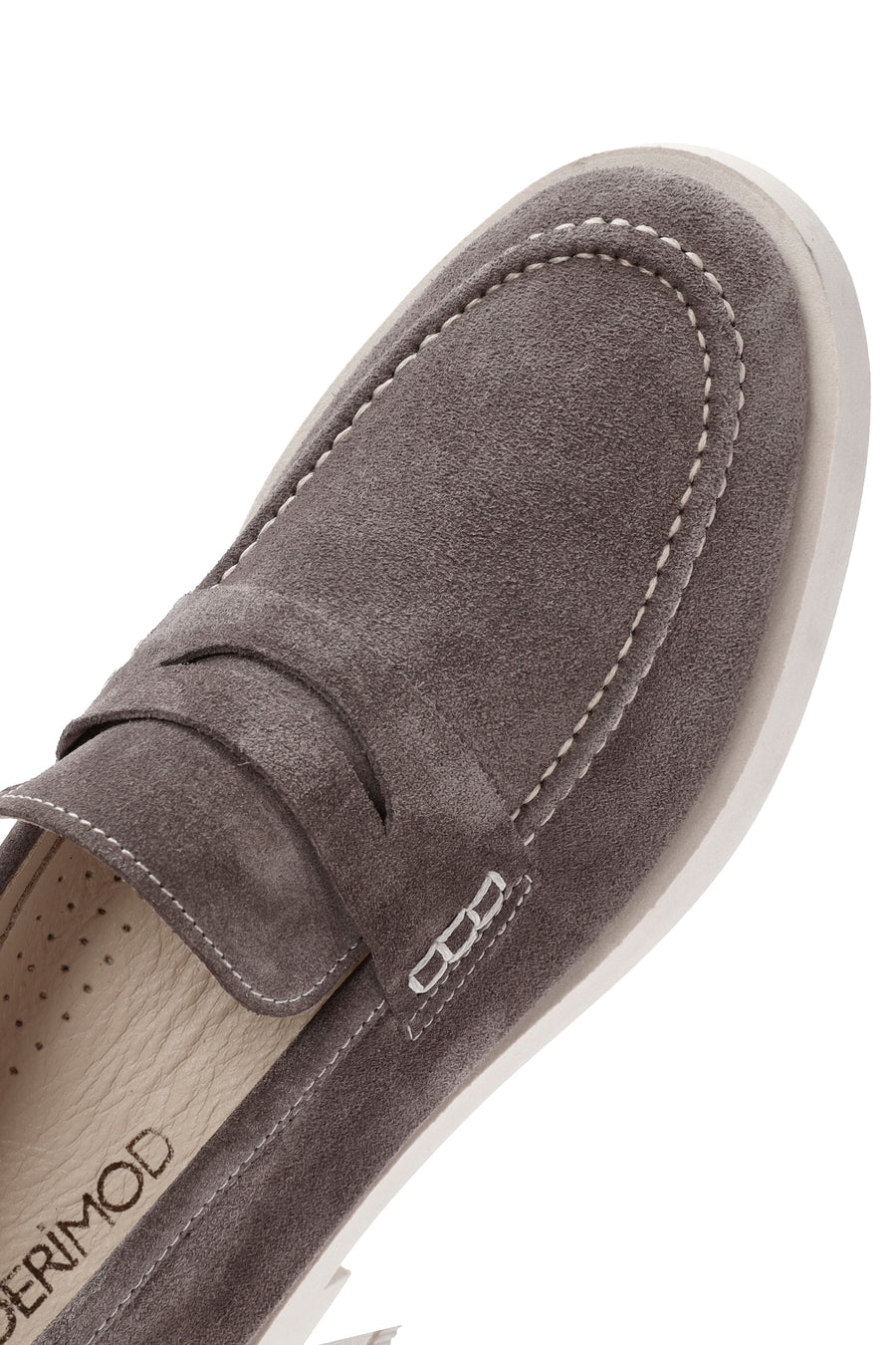 Kadın Vizon Süet Deri Maskülen Loafer